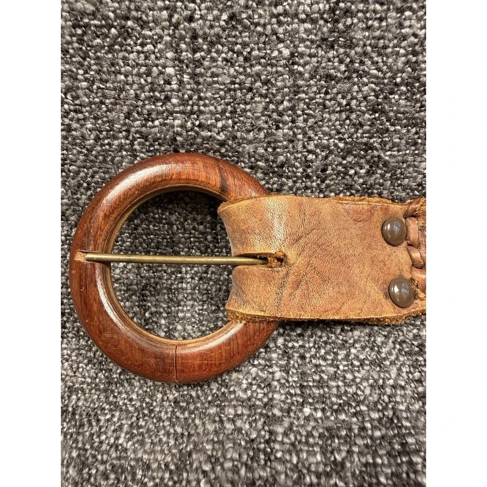 Vintage 1970s Handmade Mexico Tooled Leather Boho Western Belt